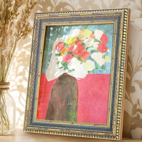 GULETHUN Vintage Gold 8x10 Ornate Picture Frame with Blue Accent
