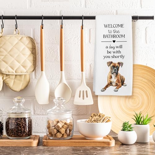 Funny Boxer Dog Hand Towel - 16x24 Inch Decorative Bathroom Decor