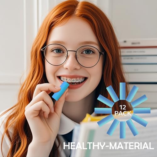VCAREU 12-Pack Aligner Seaters for Invisalign, Silicone Orthodontic Chompers, Blue
