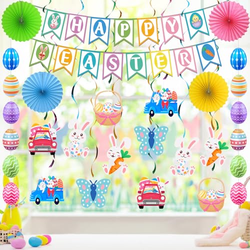 32-Piece Easter Decorations Set - Happy Easter Banner & Garland