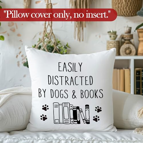 Funny Dog Book Throw Pillow Cover - 18x18 Decorative Cushion