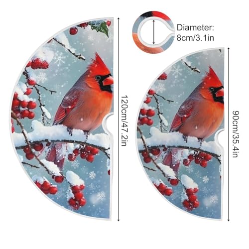 48-Inch Cardinal Birds Christmas Tree Skirt - Festive Holiday Decor