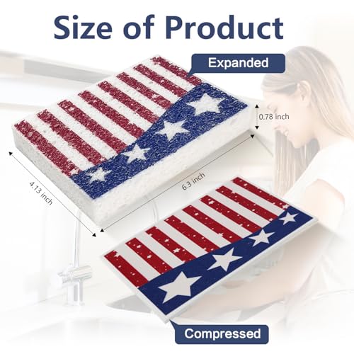 USA Flag Kitchen Dish Sponges - 4th of July Rectangle Style 1