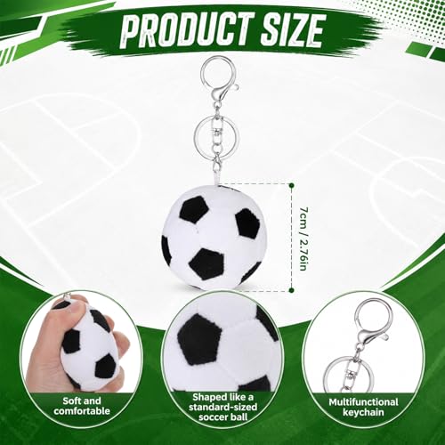 Plush Soccer Ball Keychain - Soft 7cm Football Backpack Charm (3 Pack)