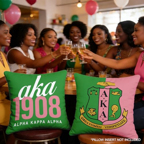 AKA 1908 Sorority Sister Throw Pillow Covers - Set of 2, Pink & Green