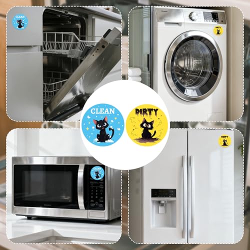 2PCS Reversible Cat Dishwasher Magnet Clean Dirty Sign - Fun Kitchen Decor