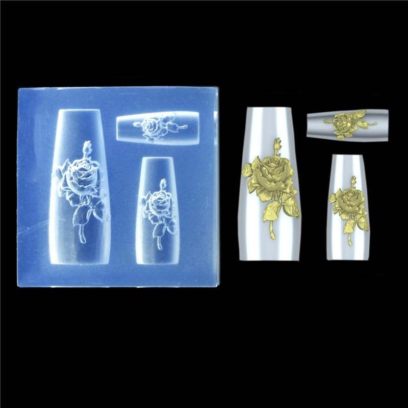 CoolDIY 3D Nail Art Silicone Embossing Mold Rose Flowers Resin Crafting
