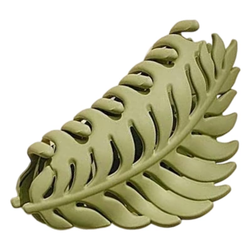 Green Leaf Hair Claw Clip 3.5 Inch Non Slip Jaw Clip for Thick Hair