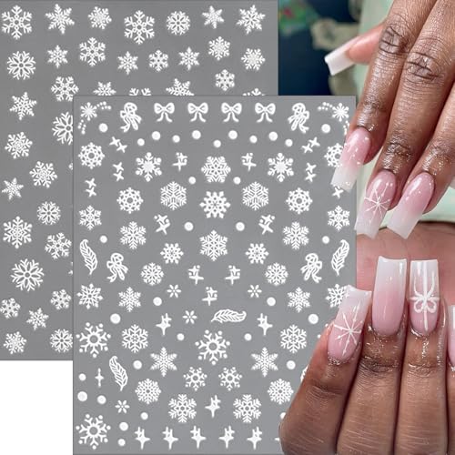 8 Sheets 3D Snowflake Christmas Nail Art Stickers Self-Adhesive Winter Decals
