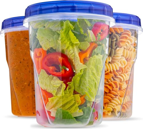 32 Oz Plastic Food Deli Containers with Airtight Twist Lids - 3 Pack