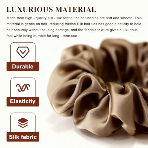 Doitory Satin Silk Scrunchies for Hair - 12 Pack Soft Elastic Hair Ties