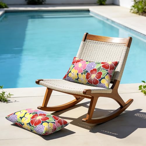 TWLEAR 20x12 Inch Waterproof Outdoor Pillow Covers Set of 2 - Flower Bloom Pattern
