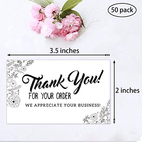 50 Premium Thank You for Your Order Cards - 3.5 x 2 Inches