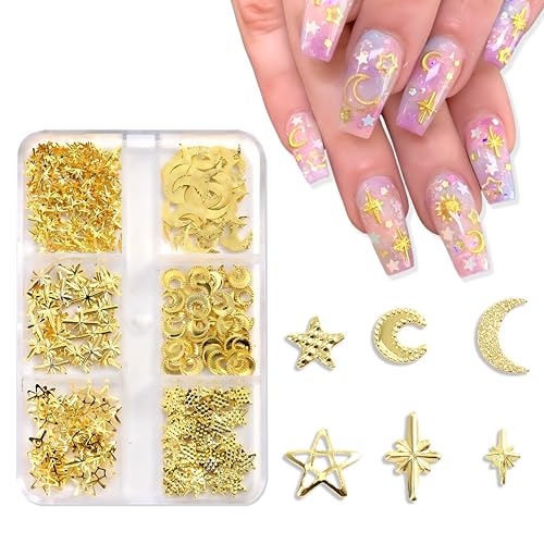 3D Metal Nail Art Studs Ocean Theme Gold Charms with Tools 2 Boxes