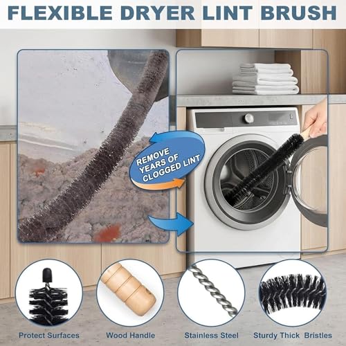 Dryer Vent Cleaner Kit - 3-Piece Vacuum Hose Attachment & Lint Brush