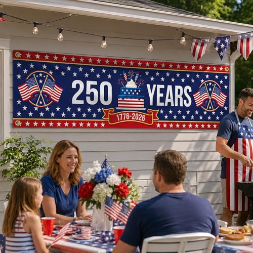Large 4th of July Banner 1776-2026 - Patriotic Decor for Outdoor Events