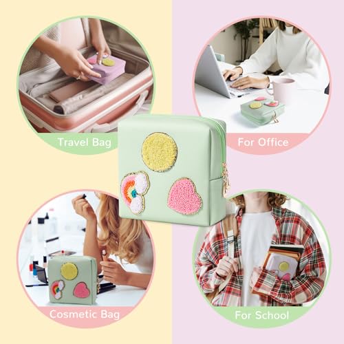 SIDESUGAR Small Makeup Bag Soft PU Leather Cosmetic Pouch for Purse Pink