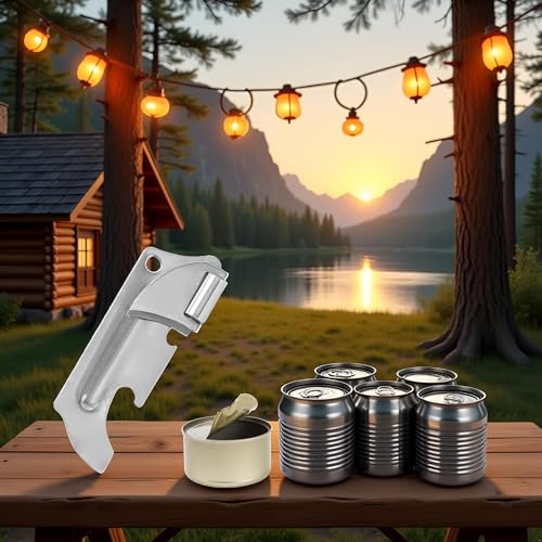 Tustao Stainless Steel Folding Can Opener and Bottle Opener Keychain