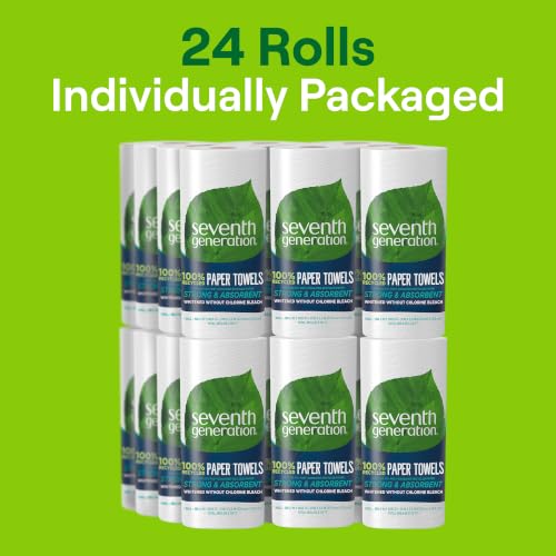 Seventh Generation 100% Recycled Paper Towels, 24 Rolls - 2-Ply