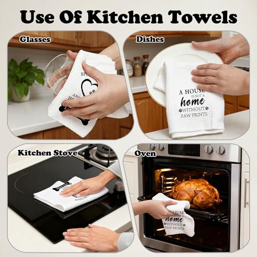 Funny Dog Kitchen Towels Set - Farmhouse Cotton Hand Towels for Dog Lovers