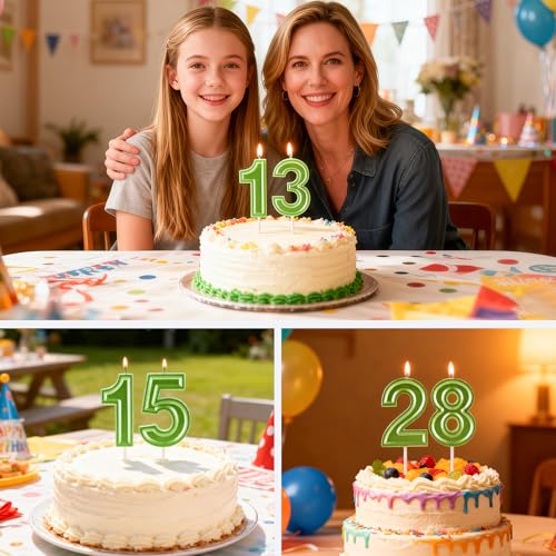 Green Number 1 Birthday Candle 3D Cake Topper Party Decoration 2 Pack