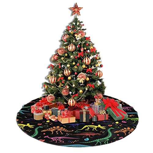 B TREE Dinosaur Christmas Tree Skirt 30 Inch Colorful Holiday Mat