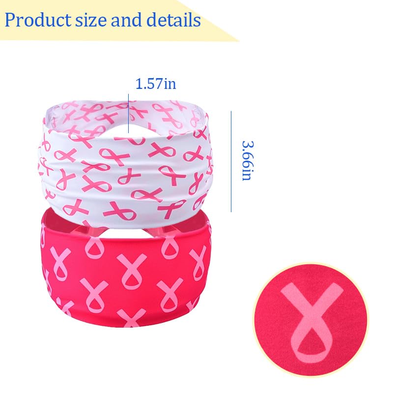 Breast Cancer Awareness Knotted Headband Set of 2 Pink Ribbon Sweatband