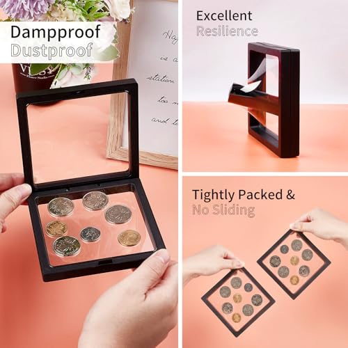 4-Pack 3D Floating Frame Challenge Coin Display Holder, 4.33 x 4.33 Inch