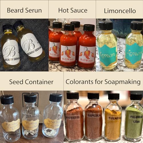 DIDITIME 2oz Glass Ginger Shot Bottles with Leakproof Caps - 6 Pack, Clear