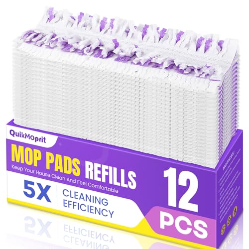 QuikMoprit 12 Pack Power Mop Refills for Swiffer - Multi-Surface Cleaning Pads