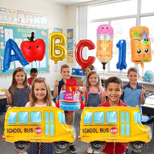 Back to School Balloons Set - 13 Colorful Foil Designs