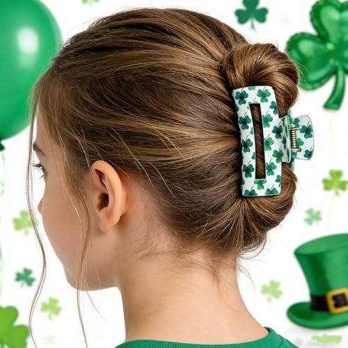 St. Patrick's Day Green Shamrock Hair Claw Clip - Non-Slip Acrylic