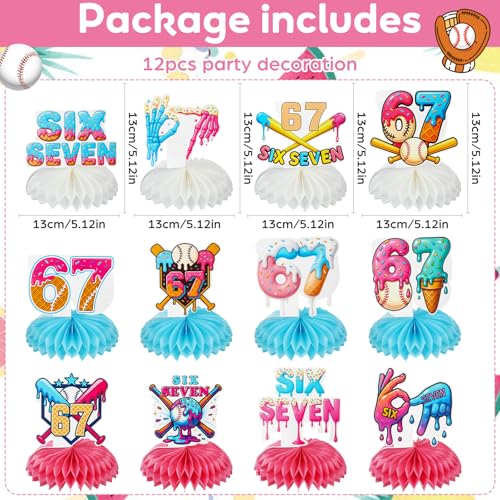 Mooliwe 12 Pcs Ice Cream Honeycomb Table Centerpieces for Sports Parties