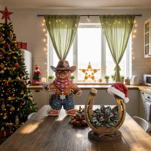 Western Cowboy Christmas Wooden Cutouts - Holiday Decor Set of 4