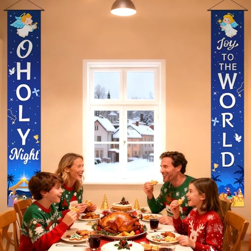 Outdoor Nativity Banner 71x12 Inch - Weatherproof Holiday Decor Set