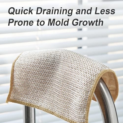 20 Pcs Non-Scratch Steel Wire Dish Cleaning Rags - Reusable Kitchen Scrubbing Cloths