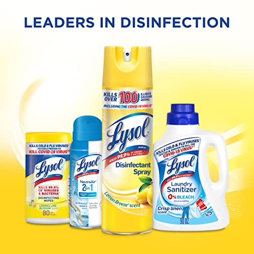 Lysol Disinfectant Spray Pack of 3, Lemon Breeze, 19 oz - Kills 99.9% Germs