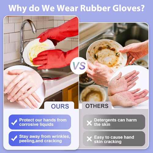 XL Reusable Colorful Dishwashing Gloves 4 Pairs - Waterproof Household Cleaning Gloves