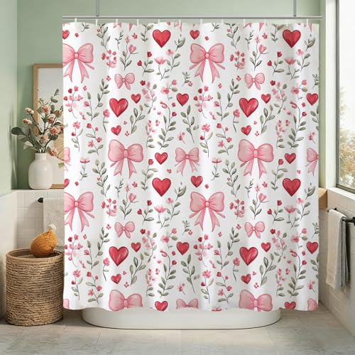 Pink Bows Shower Curtain - Waterproof Polyester, 72x72 Inches