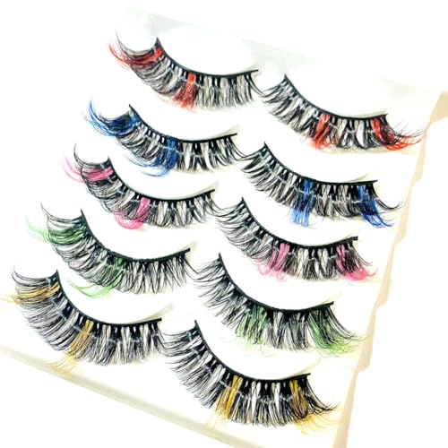 Sunniess Ombre Colored Silk False Eyelashes Fluffy Wispy D Curl