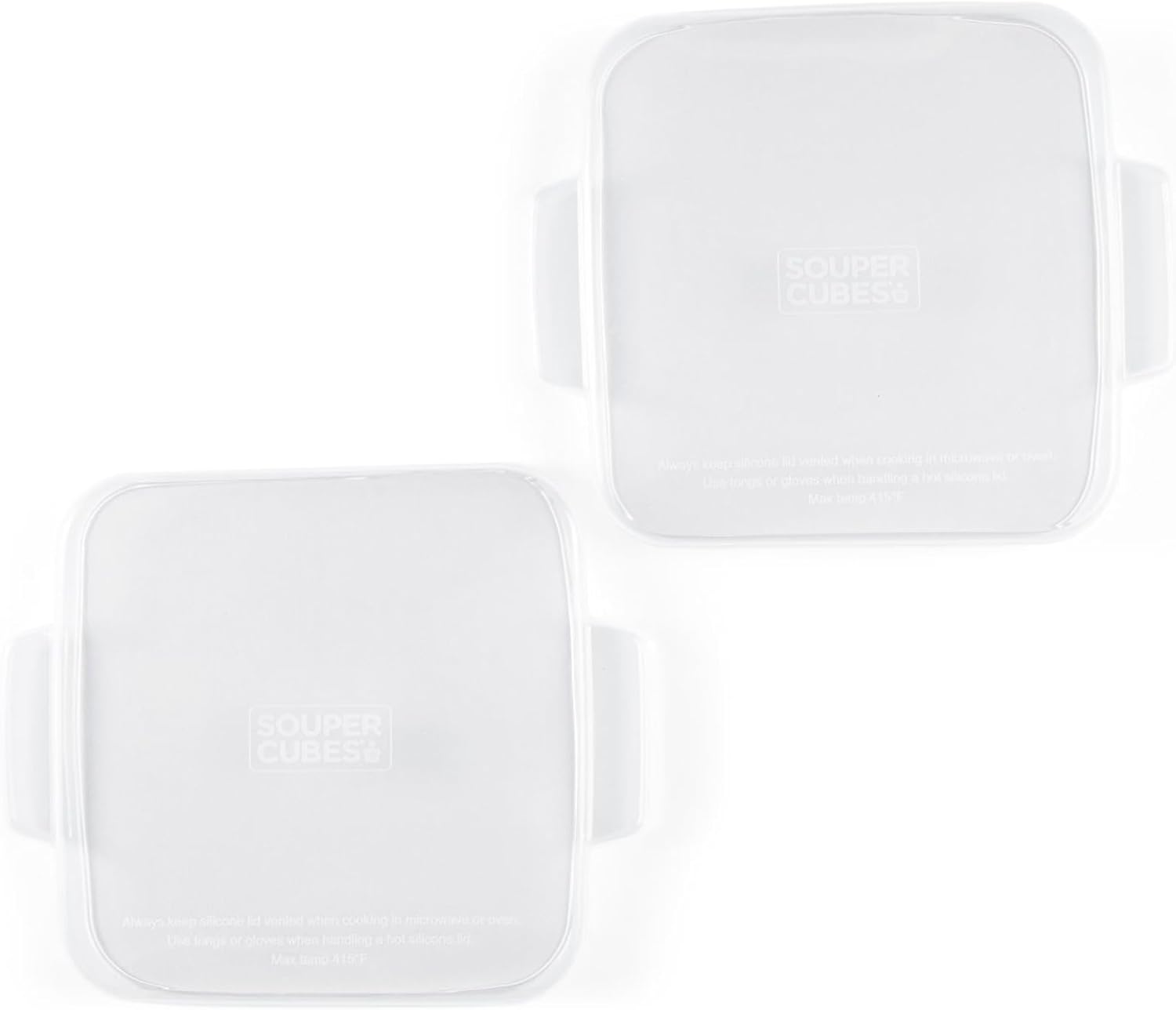Souper Cubes | 5 x 5 Stoneware Ceramic Baking Dishes with Silicone Covers - Set of 2