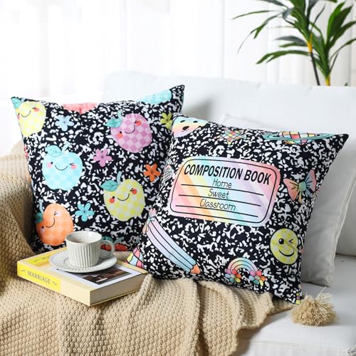 Hillsuren 18x18 Composition Notebook Throw Pillow Covers - Pastel Pencil
