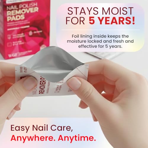 WGF Professional Non-Acetone Nail Polish Remover Pads, 14 Count Travel Wipes