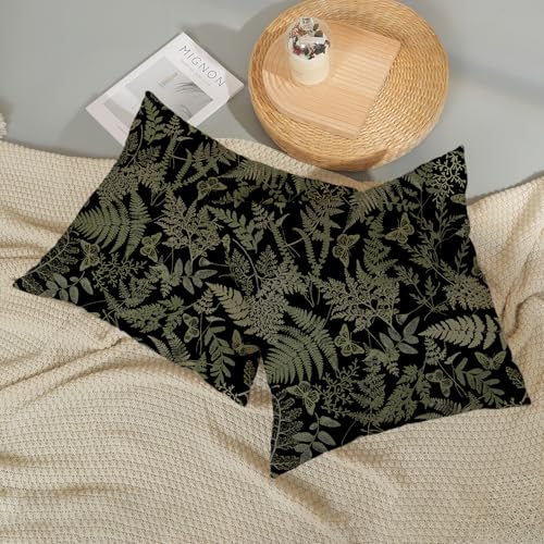 Sage Green Botanical Pillow Covers 18x18 - Set of 2