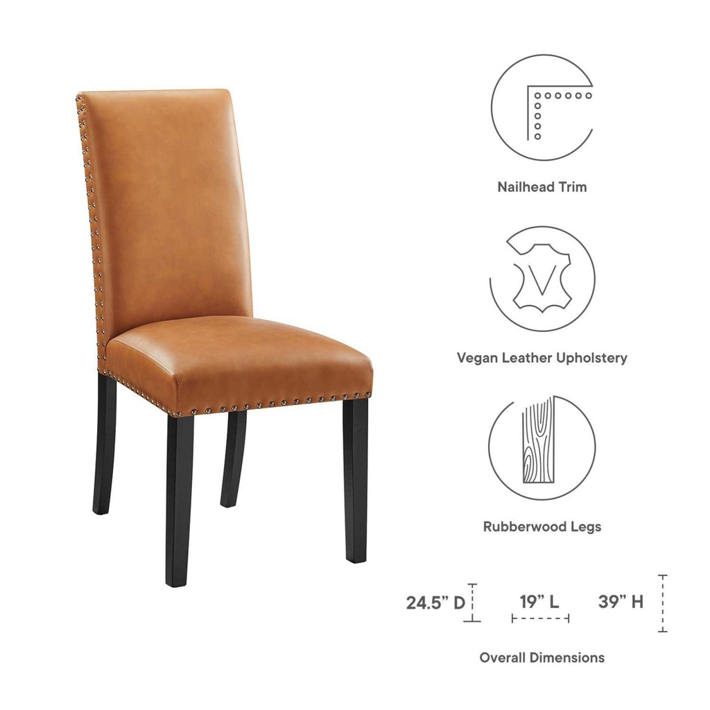 Parcel Dining Faux Leather Side Chair in Tan