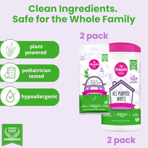 Dapple Baby All-Purpose Cleaning Wipes, Lavender, 210 Count Multipack