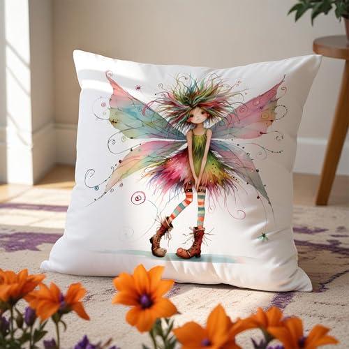 Fairy Elf Decorative Throw Pillow Covers 18x18 - Cozy Flannel