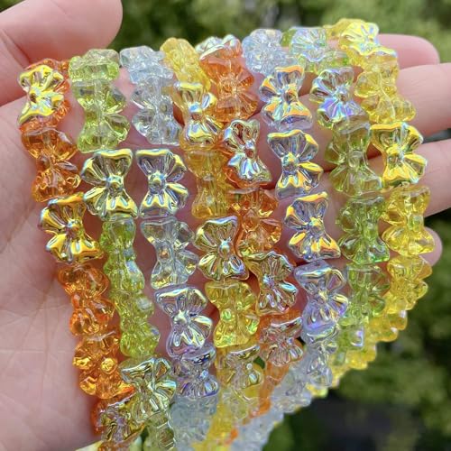 Song Xi 60pcs Orange Bowknot Glass Beads for Jewelry Making