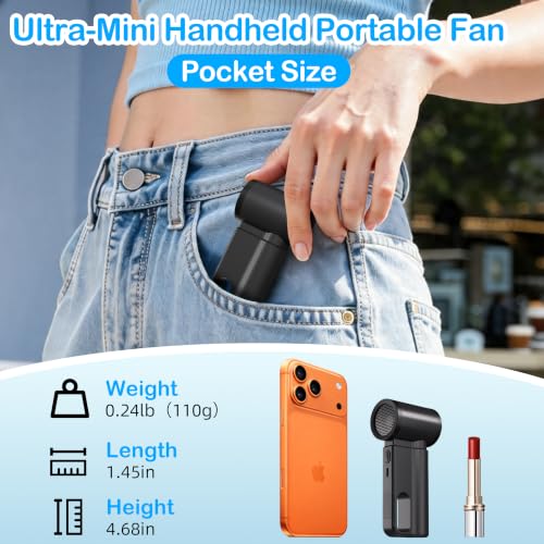 CIVPOWER Black Portable Mini Handheld Fan USB Rechargeable Personal Cooling Fan with LED Display
