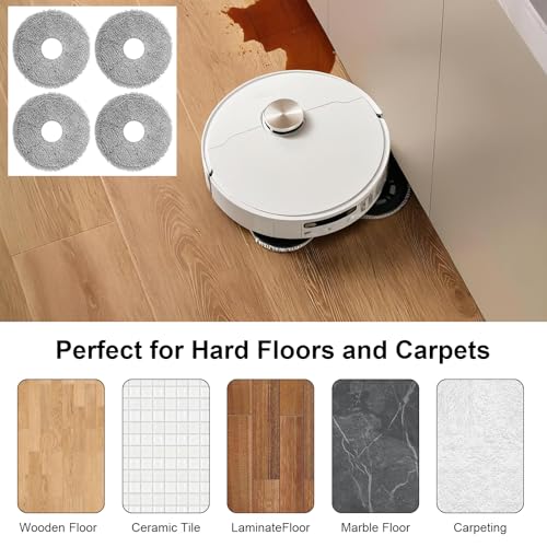 4 Pack Replacement Mop Pads for iRobot Roomba and Dreame Robot Vacuums